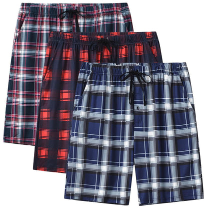 MoFiz 3pack Mens Pajama Short Bottom Sleep Lounge Cotton Plaid
