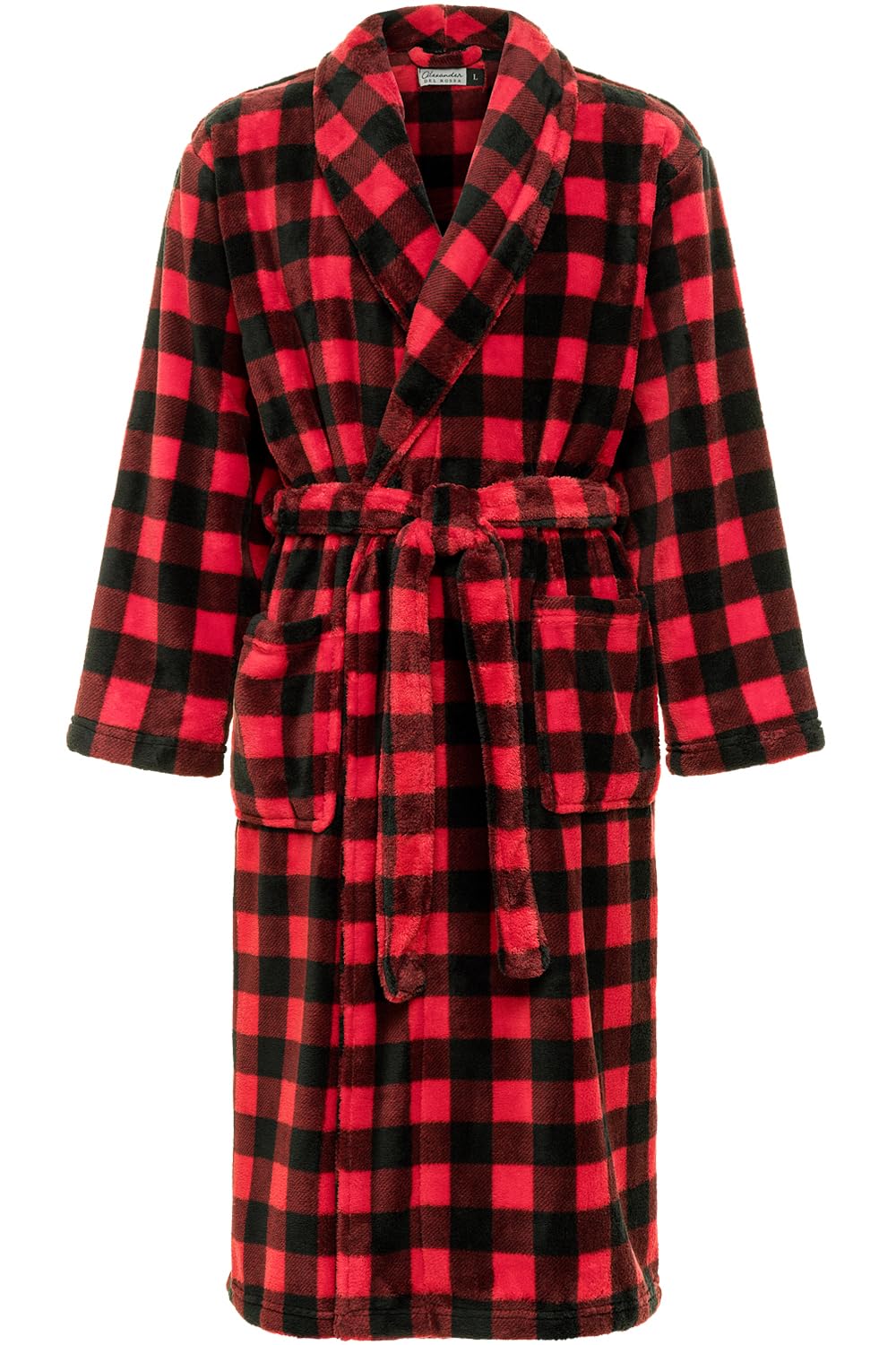 Men's Long Sleeve Lightweight Fleece Robe with Pockets, Bathrobe