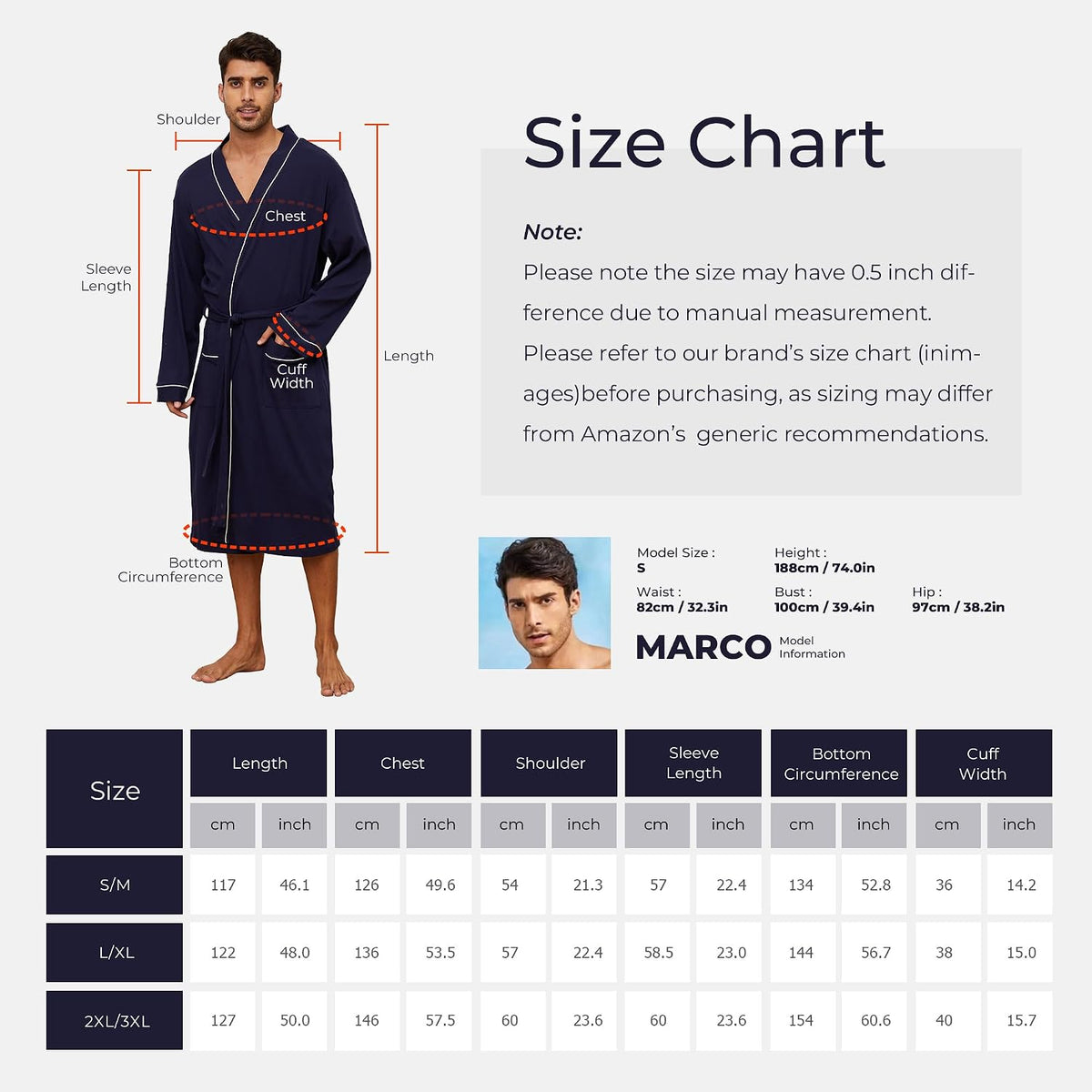 U2SKIIN Mens 100% Cotton Robe Lightweight Knit Bathrobe