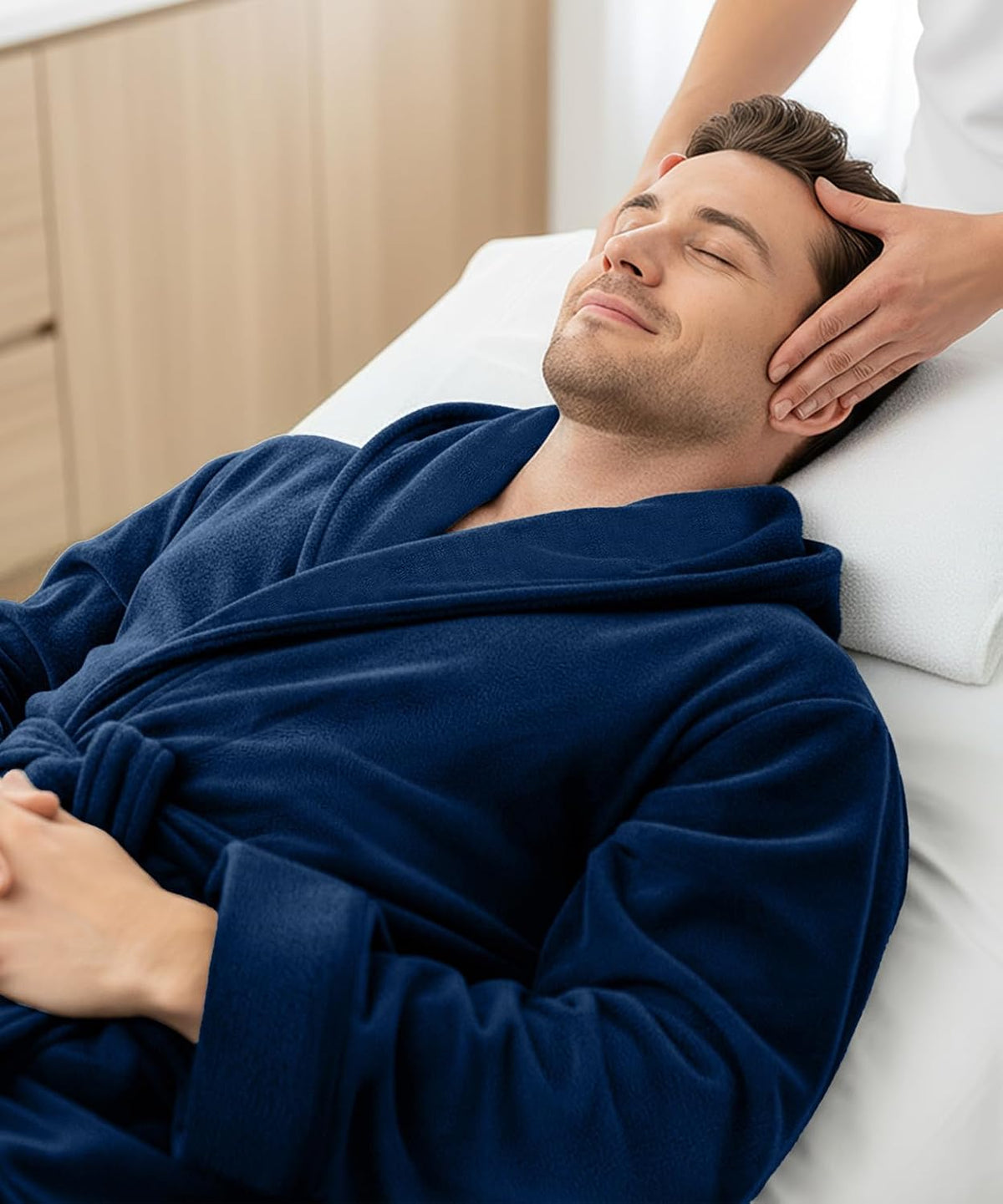 Luxury Ultra Soft Mens Robe with Hood Plush Fleece Long Bathrobe