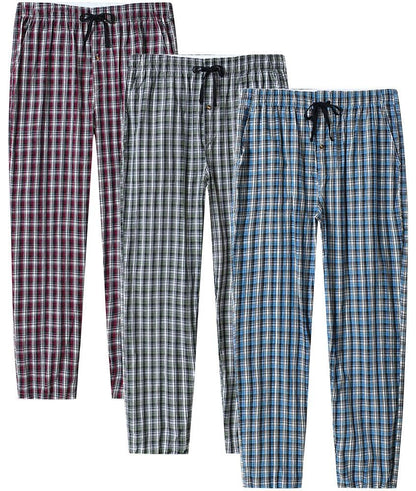 MoFiz Men's Pajama Pants Cotton Pjs Bottoms Plaid Sleep Pant Lightweight 3Pack