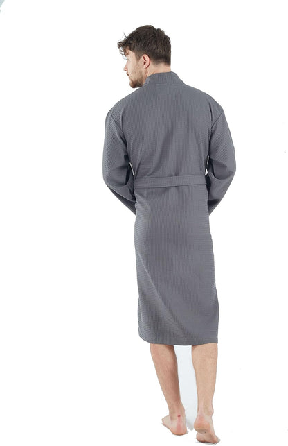 BAGNO MILANO 100% Turkish Cotton Waffle Men's Bathrobe, Soft Spa & Hotel