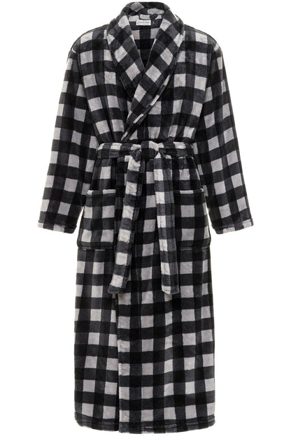 Men's Plush Fleece Robe, Warm Full Length Bathrobe, Big & Tall