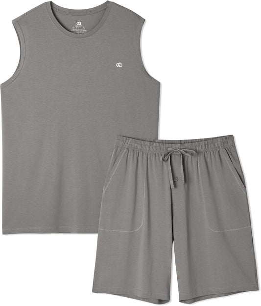 DAVID ARCHY Men's Pajama Set with Tank Top and Shorts