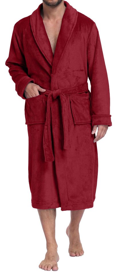 PrinStory Mens Robe Plush Fleece Soft Warm Long Fluffy Bathrobe