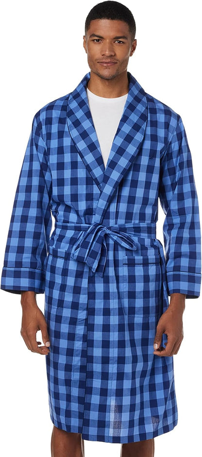 Nautica Men's Long Sleeve Lightweight Cotton Woven Robe