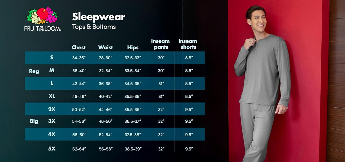 Fruit of the Loom Men's Broadcloth Short Sleeve Pajama Set