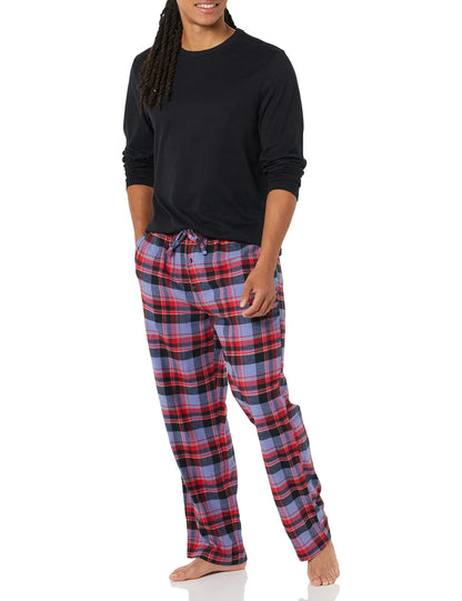 Amazon Essentials Men's 100% Cotton Flannel Pant and Long-Sleeve T-Shirt Pajama Set