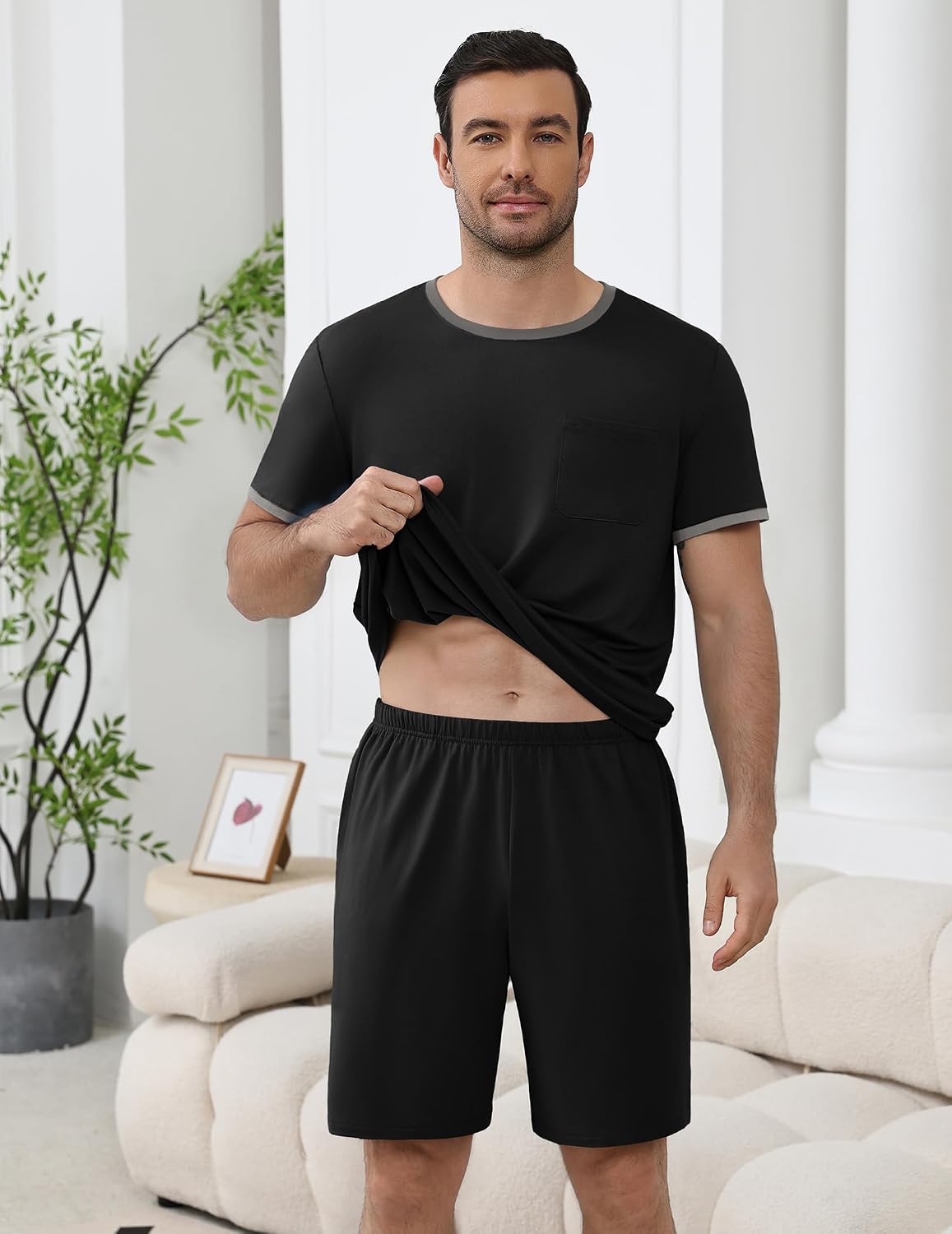 Ekouaer Mens Pajamas Sets Shorts Soft Short Sleeve Pjs