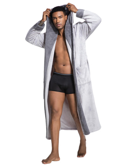 SlumberMee Mens Hooded Robe Heavyweight Plush Fleece Full Length Bathrobe