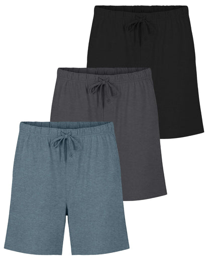 3 Pack Men's Pajama Shorts Sleep Lounge Cotton Sleepwear PJ Bottoms Pockets