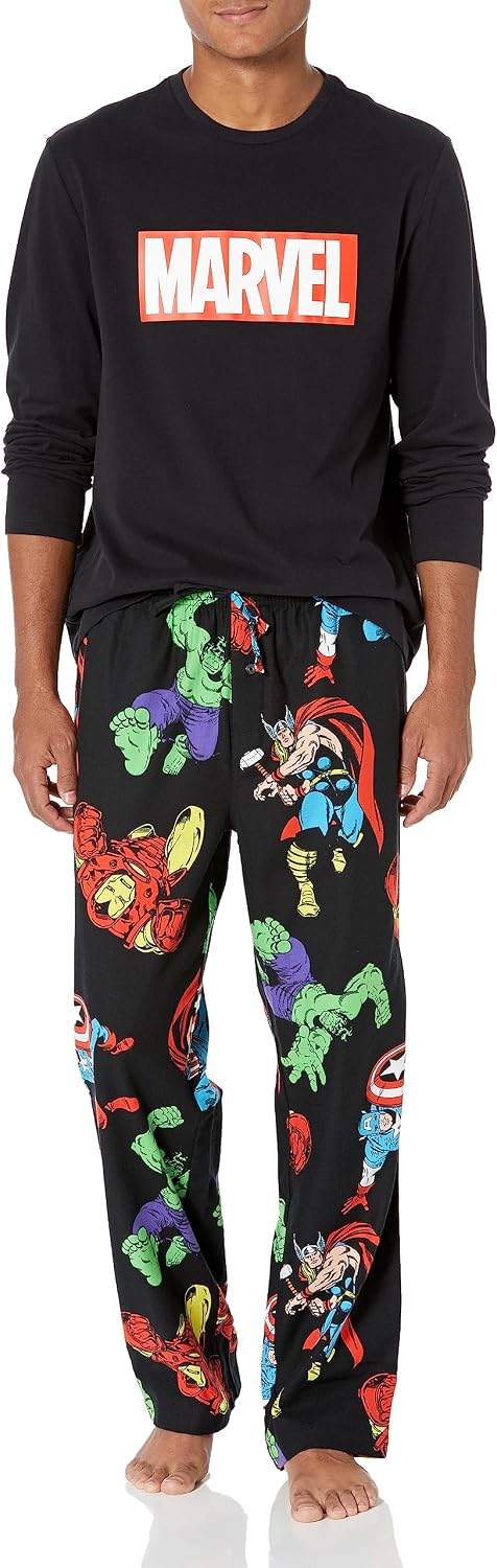 Amazon Essentials Disney | Marvel | Star Wars Men's Soft & Comfortable Flannel Pajama Sleep Sets