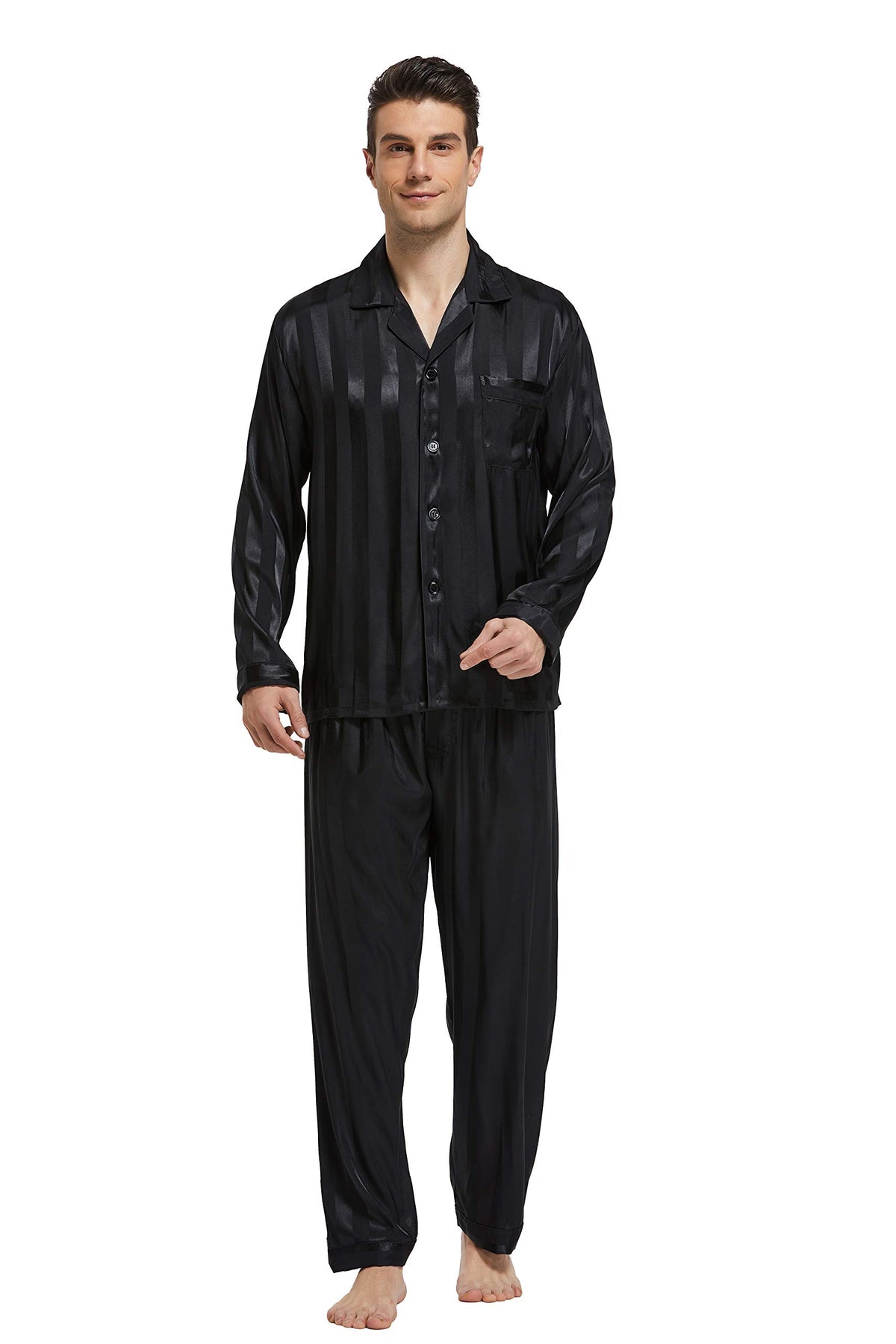 TONY & CANDICE Men's Classic Satin Pajama Set Sleepwear