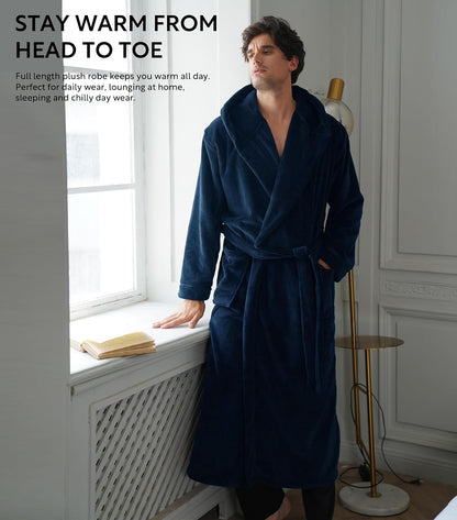 DAVID ARCHY Men's Robe Full Length Long Bathrobe