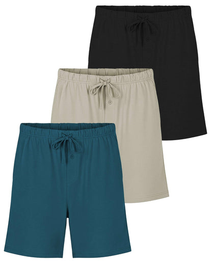 3 Pack Men's Pajama Shorts Sleep Lounge Cotton Sleepwear PJ Bottoms Pockets
