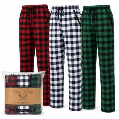 Mens Pajama Pants 3-Pack Ultra-Soft Cotton Sleep & Lounge Bottoms with Pockets Elastic Waist