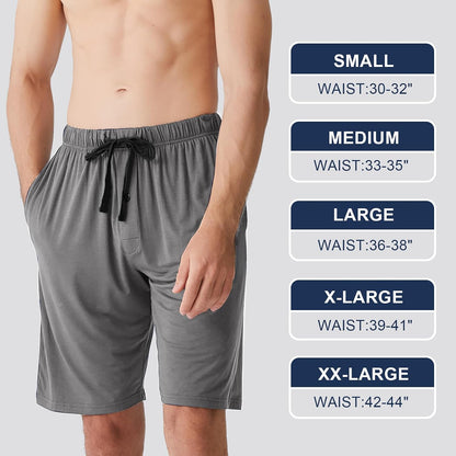 BAMBOO COOL Men's Pajama Shorts Lounge Sleep Shorts with Pockets 2 Pack