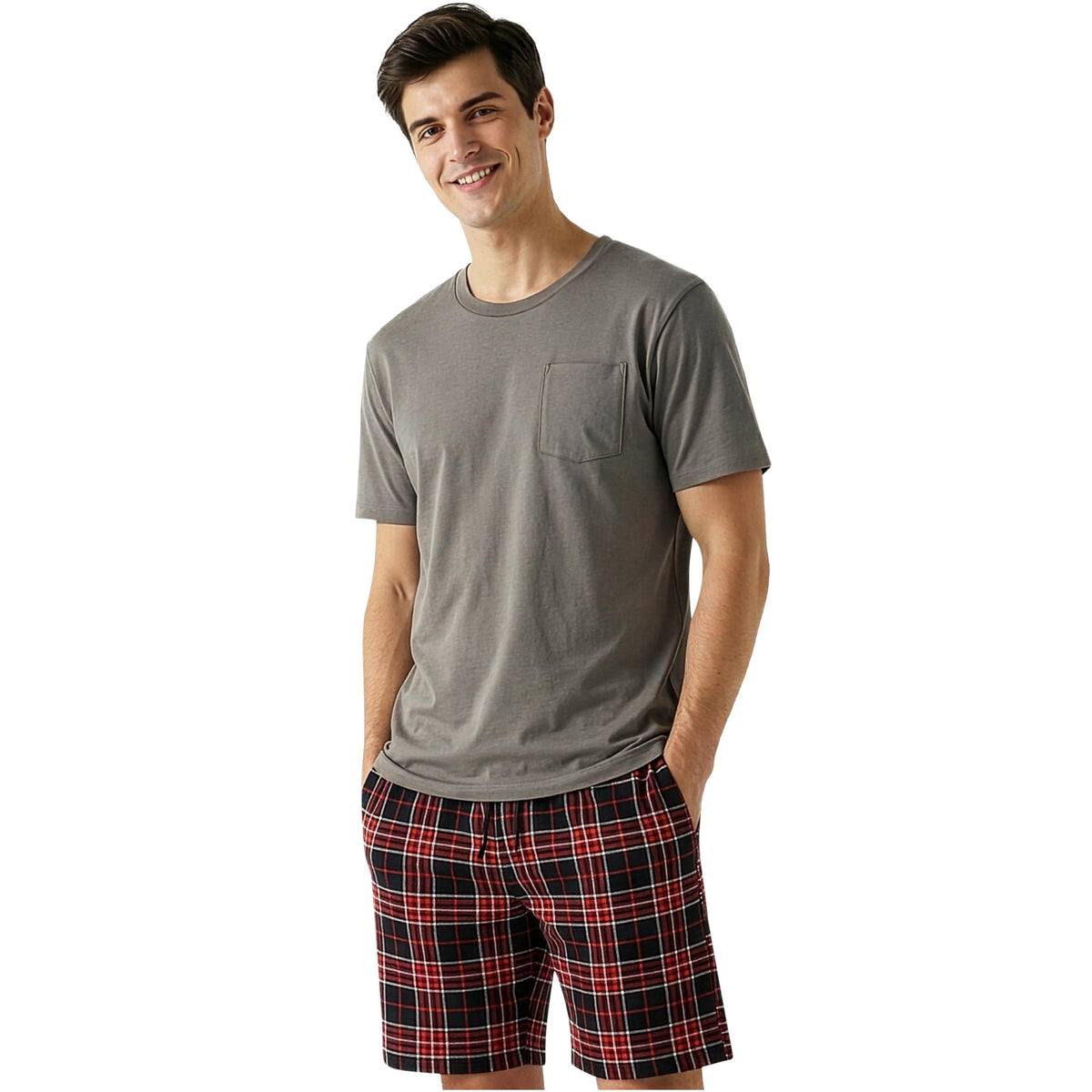 Get Trend Pajama Set for Men Teens, 2 Pc Soft Breathable Pajamas, T Shirt & PJ Shorts with Pockets, Lounge Set, Gifts for Men