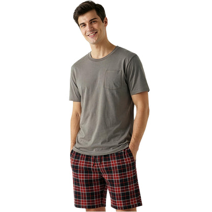 Get Trend Pajama Set for Men Teens, 2 Pc Soft Breathable Pajamas, T Shirt & PJ Shorts with Pockets, Lounge Set, Gifts for Men