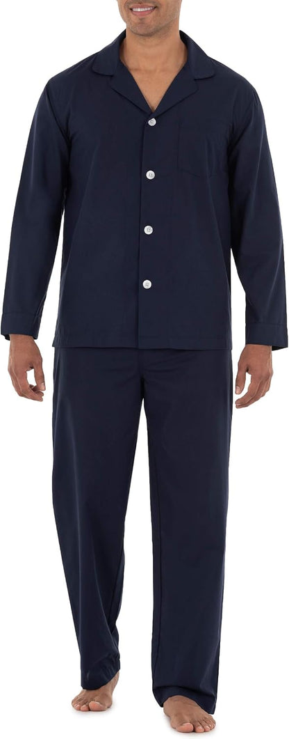 Fruit of the Loom Men's Long Sleeve Broadcloth Pajama Set