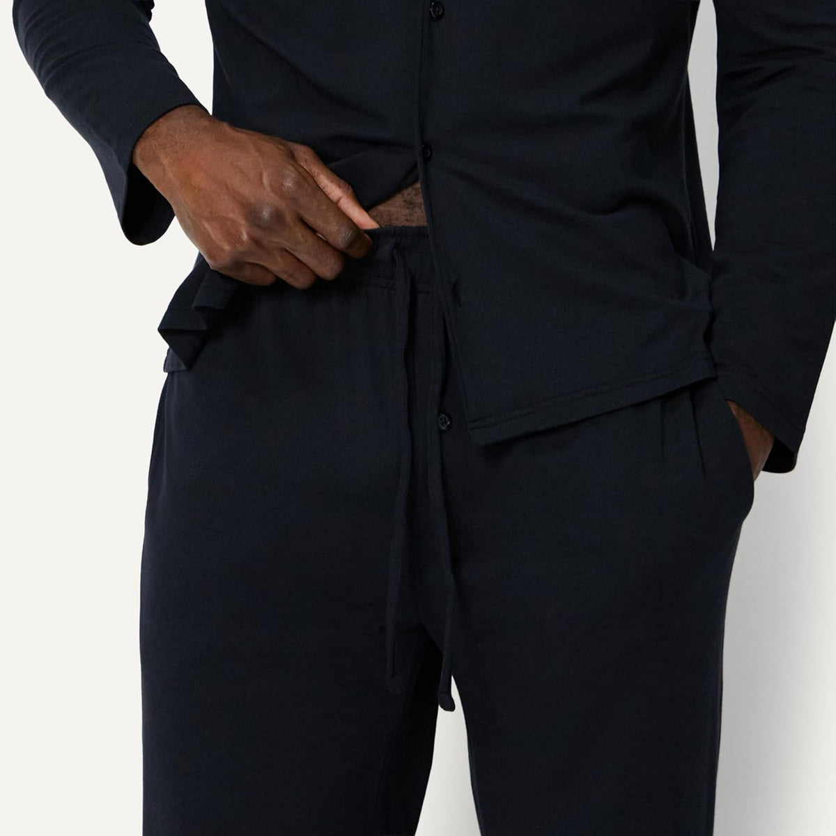 Amazon Essentials Men's Cotton-Modal Pajama Set, Long Sleeve Button-Down Top with Pants