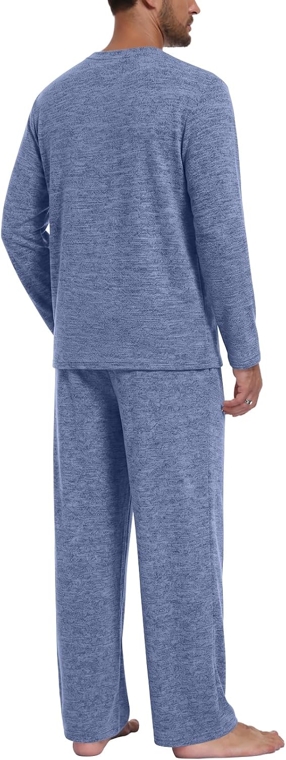 Yincro Mens Pajama Sets Soft Comfy Sleepwear Casual Loungewear with Pockets