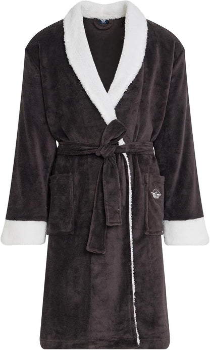 DOCKERS Mens Bath Robe for Men Plush Sherpa Shower Robe with Pockets