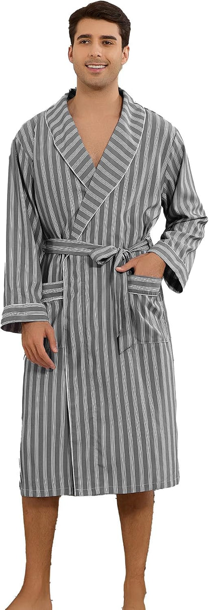 Vulcanodon Mens Robe, Lightweight Breathable Kimono Bathrobe, Soft Sleepwear