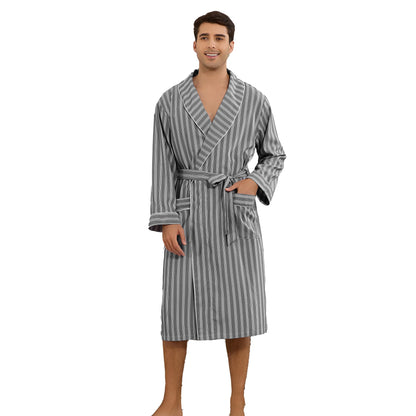 Vulcanodon Mens Robe, Lightweight Breathable Kimono Bathrobe, Soft Sleepwear