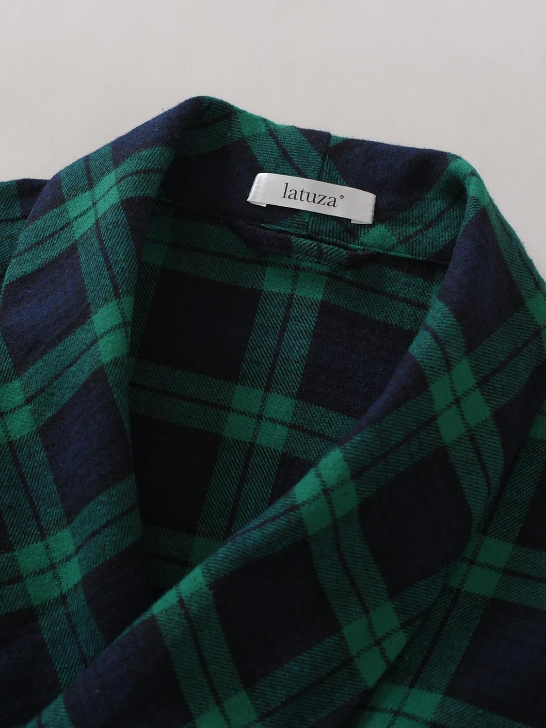 Latuza Men's Cotton Flannel Long Robe Full Length Plaid Bathrobe