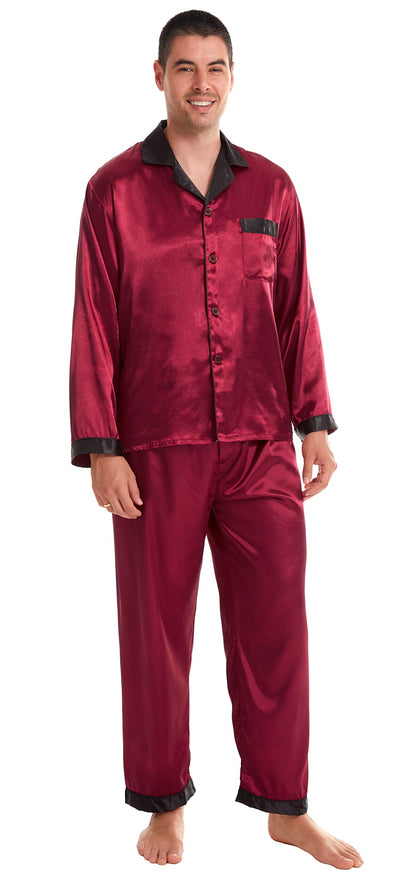 TONY & CANDICE Men's Classic Satin Pajama Set Sleepwear