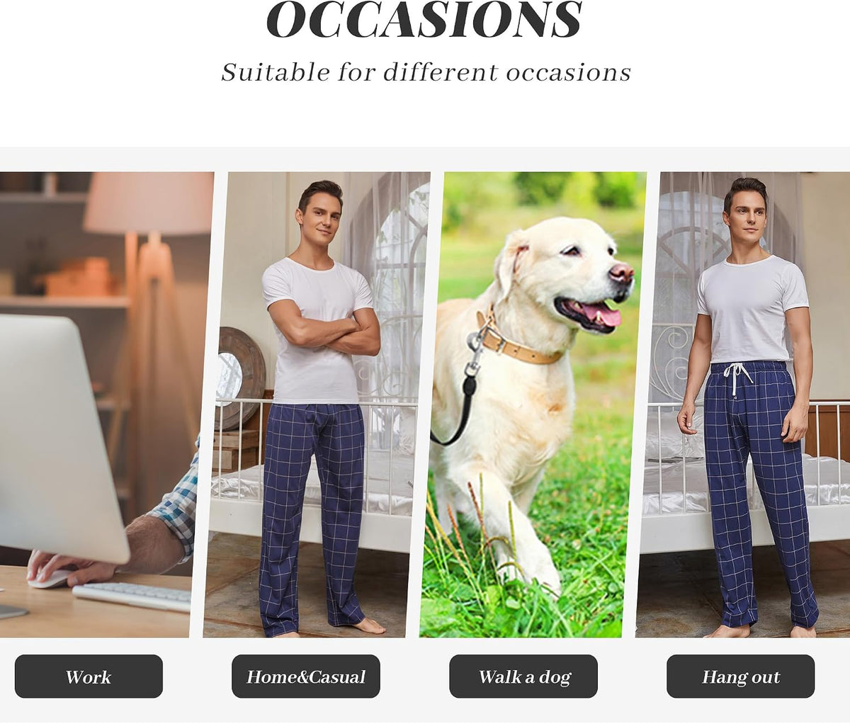 Vulcanodon Mens Cotton Pajama Pants, Lightweight Sleep Pants for Men