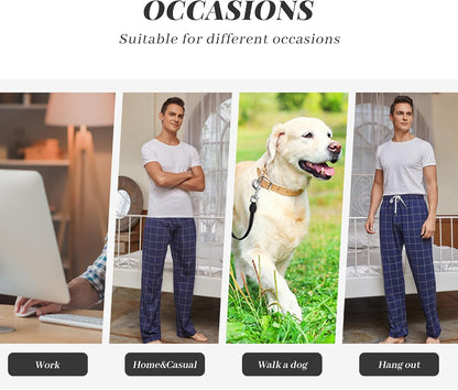 Vulcanodon Mens Cotton Pajama Pants, Lightweight Sleep Pants for Men