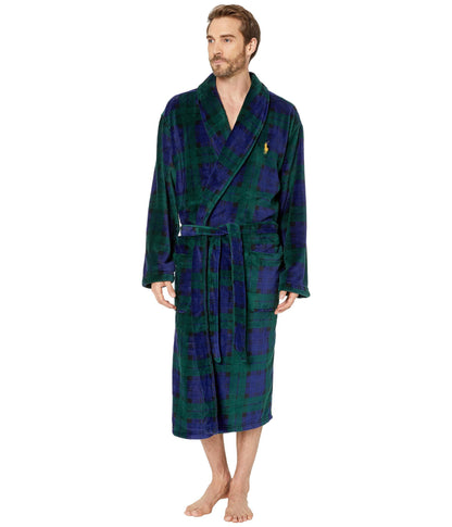 POLO RALPH LAUREN Microfiber Plush Long Sleeve Shawl Collar Robe