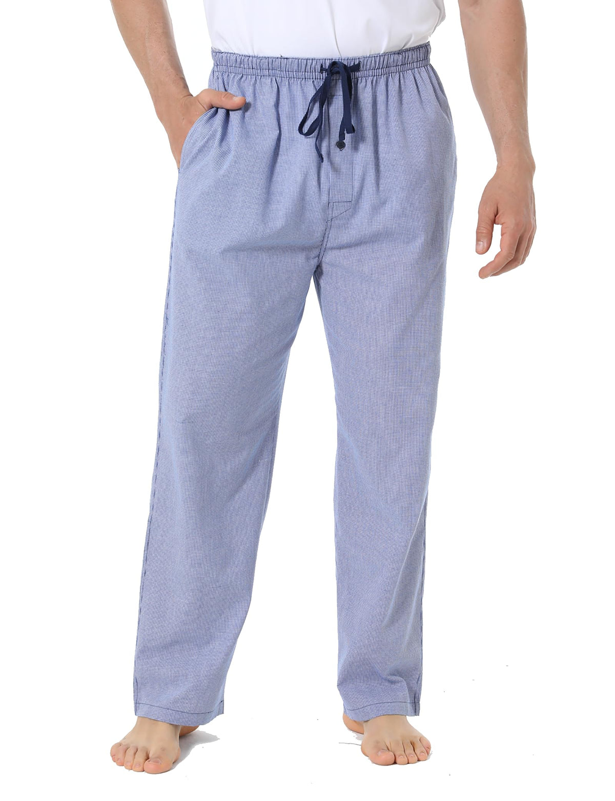 Jveyvth Mens Pajama Pants 100% Cotton Plaid Sleep & Lounge Pants, PJ Bottoms with Pockets and Button Fly