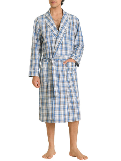 Latuza Men's Woven Cotton Robe Long Sleeves Bathrobe