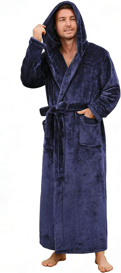 U2SKIIN Mens Robe with Hood, Full Length Thick Plush Big & Tall Bathrobe