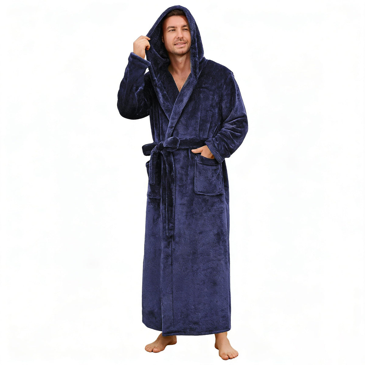 U2SKIIN Mens Robe with Hood, Full Length Thick Plush Big & Tall Bathrobe