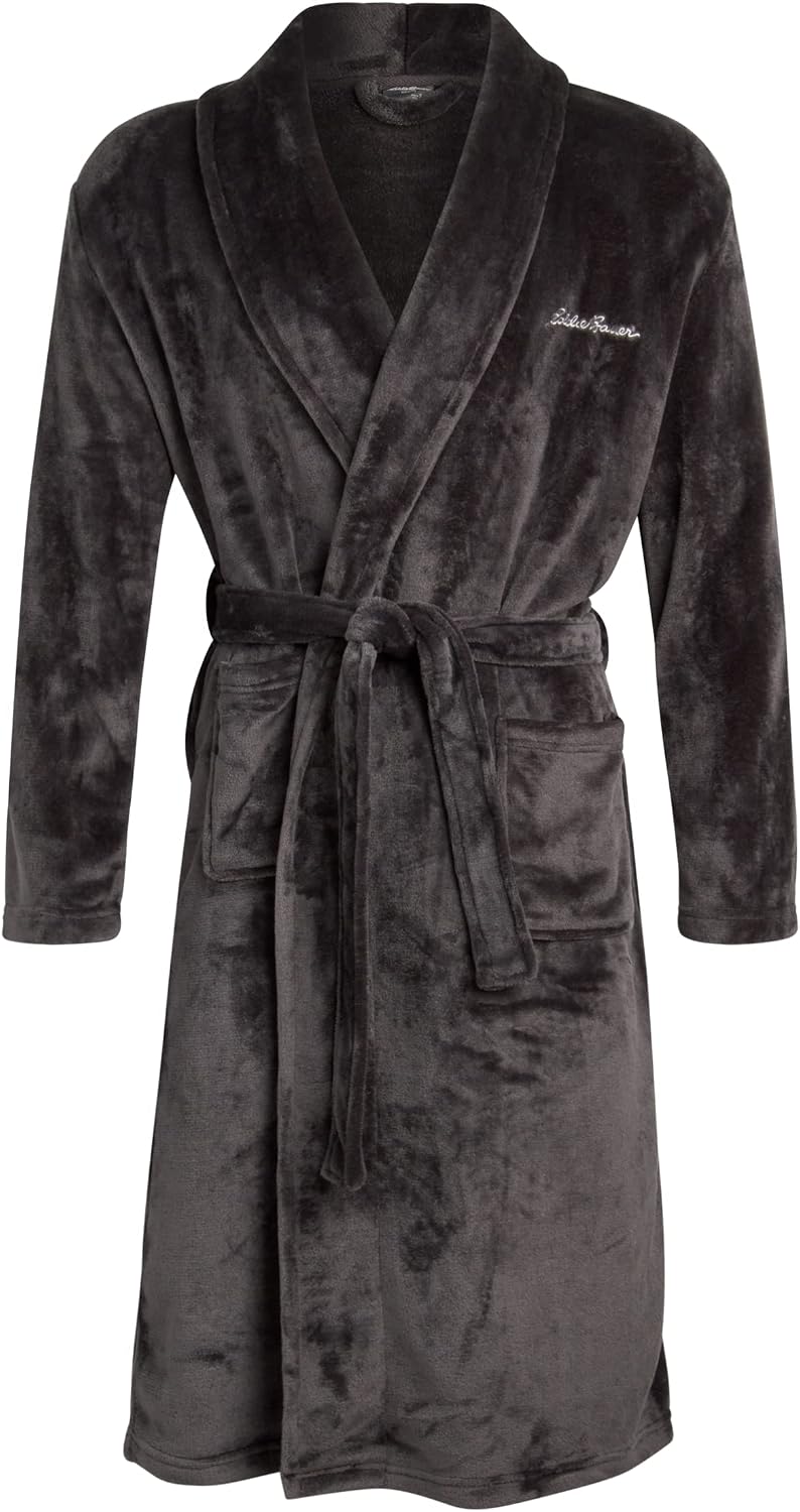Eddie Bauer Mens Robe Plush – Fuzzy & Fluffy Fleece Spa Robes for Men | Soft Warm Winter Bathrobe with Pockets & Belt