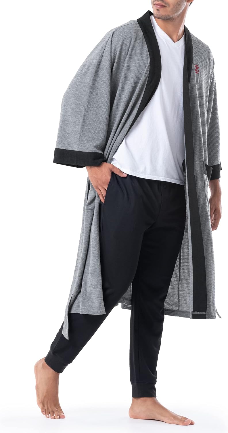 IZOD Men's Waffle Knit Kimono Robe