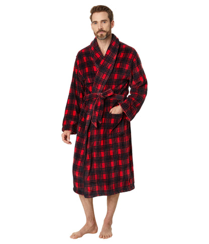 POLO RALPH LAUREN Microfiber Plush Long Sleeve Shawl Collar Robe