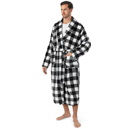 PAVILIA Mens Fleece Robe, Warm Bathrobe with Shawl Collar, Pockets & Belt