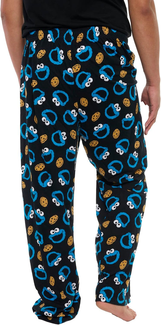 Sesame Street Mens Cookie Monster Lounge Pants AOP Pajama Bottoms