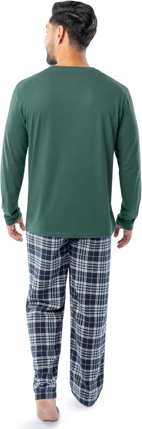 Fruit of the Loom Men's Jersey Knit Top and Flannel Pant Pajama Sleep Set