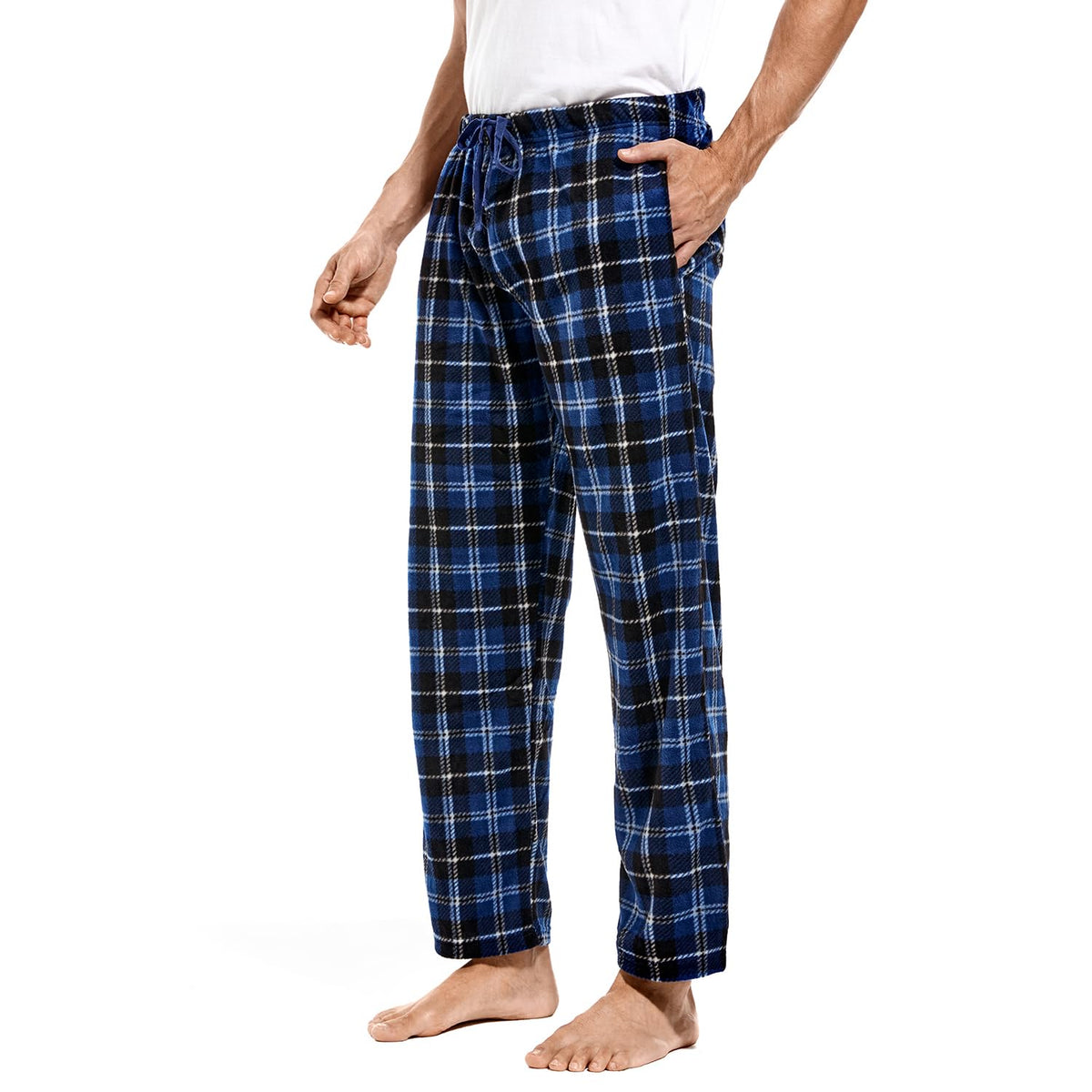 DG Hill 1Pack or 3Pack Mens PJ Pajama Pants Bottoms Fleece Lounge Pants Sleepwear Plaid PJs with Pockets Microfleece