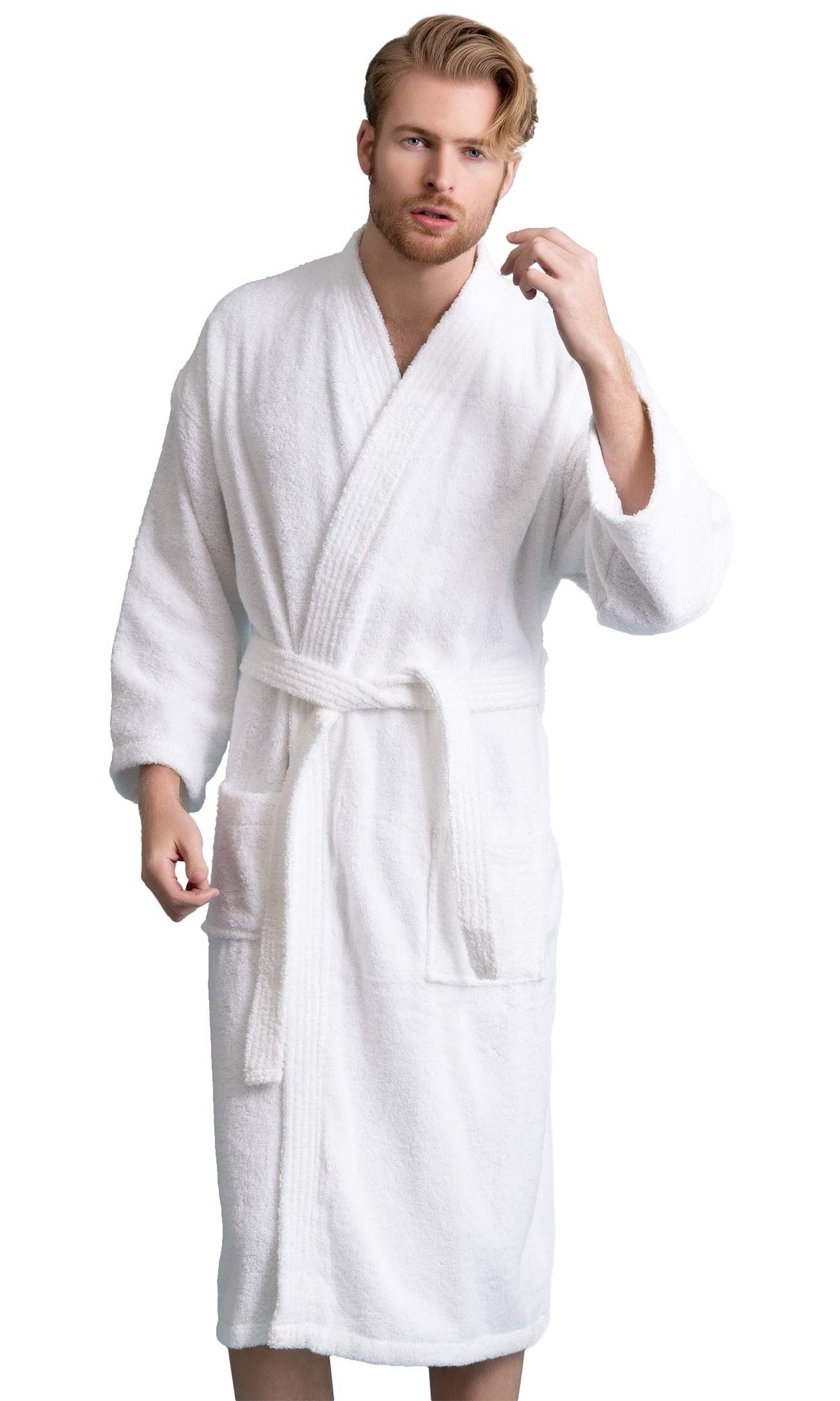 Men's Kimono Bathrobe, 100% Turkish Cotton Terry, Absorbent