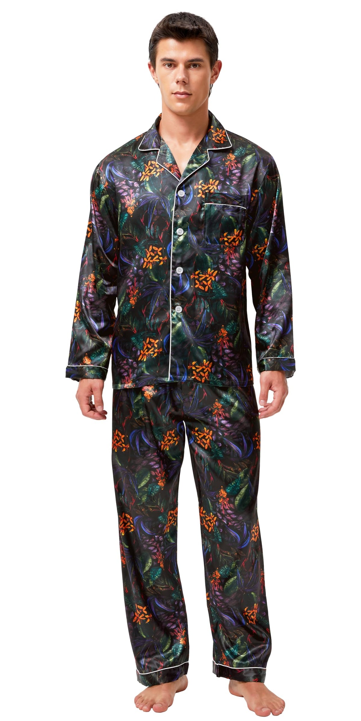 TONY & CANDICE Men's Classic Satin Pajama Set Sleepwear