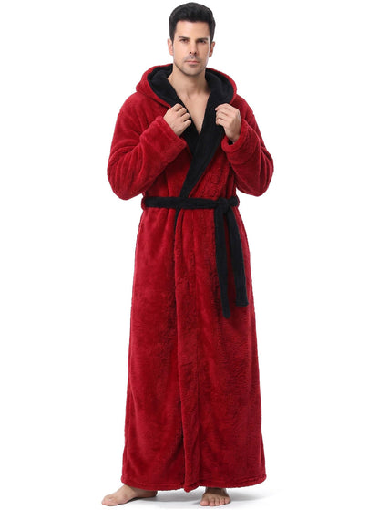 Artfasion Plush Mens Robe with Hooded: Fluffy Long Spa Bathrobe for House