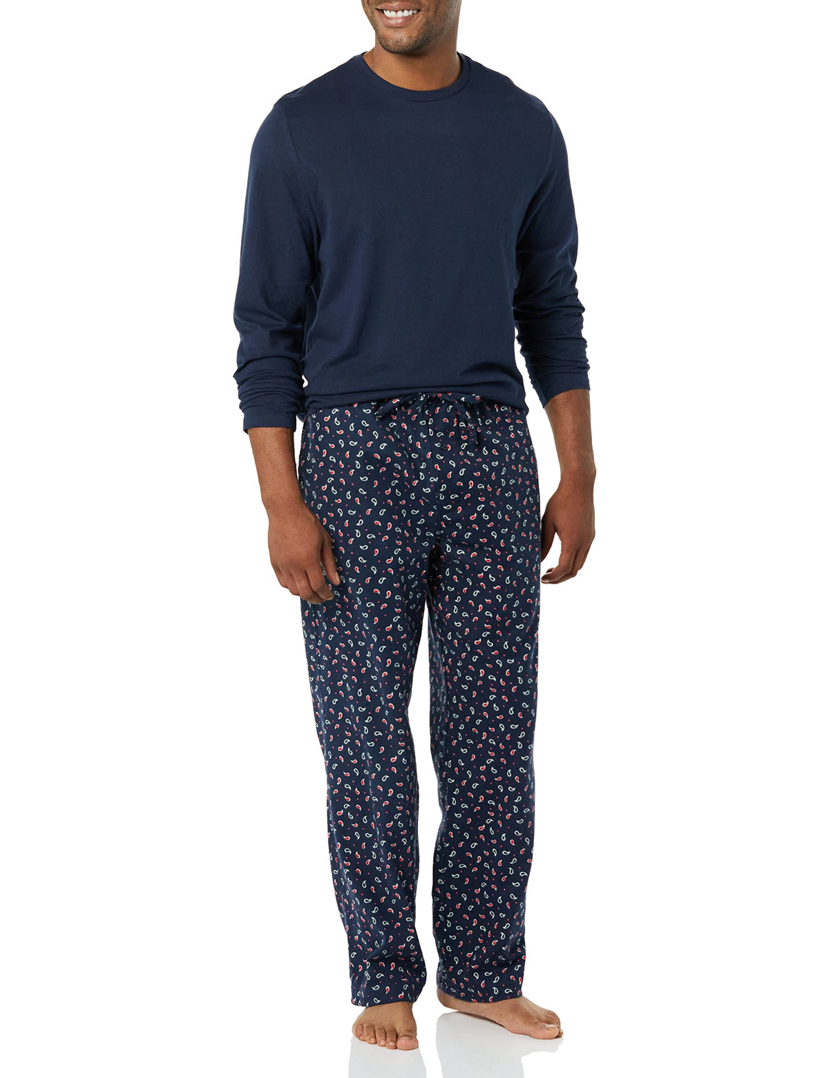 Amazon Essentials Men's 100% Cotton Flannel Pant and Long-Sleeve T-Shirt Pajama Set