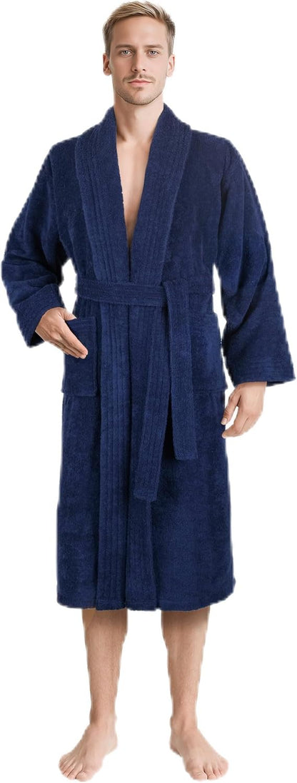 American Soft Linen Men’s 100% Cotton Terry Bathrobe – Soft, Absorbent, Quick Dry Turkish Robe for Men
